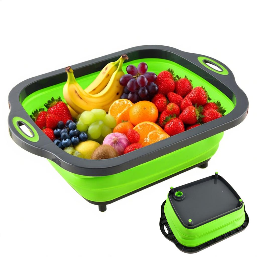 Household Folding Wash Basin Portable Sink Foot Bucket Washbasin Plastic Foldable Basin Cutting Board Travel Outdoor Camp Basins