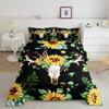 Bull Skull Bedding Set Boho Mandala Duvet Cover for Children Teens Bohemian Feather Print Comforter Cover Animal Skull Pattern