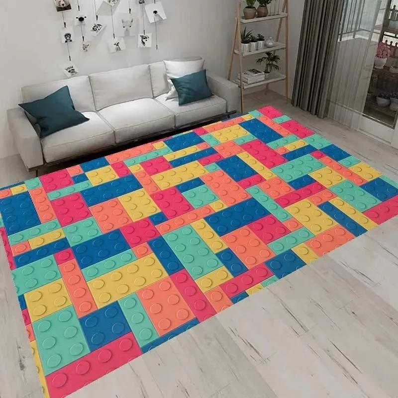 

Красочные Геометрические Строительные Блоки Игрушка Коврик для Входной Двери Моющийся Нескользящий Коврик для Зоны Дивана и Кресел в Гостиной Кухонный Приветственный 40x60cm(15x23 in)