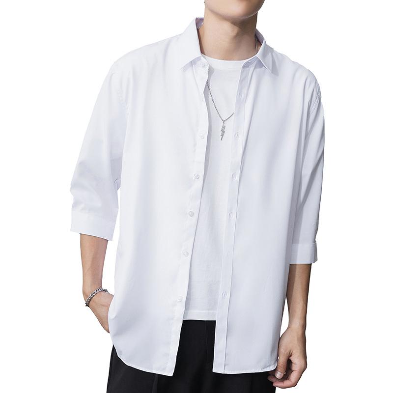 New Seven-quarter Sleeve Shirt Men's Fashion Casual Shirt Jacket Thin Young Men's Wear