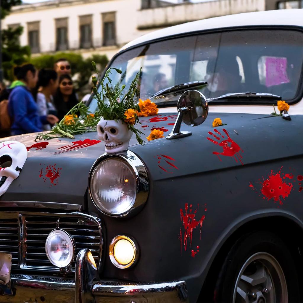 Frienda 11 Sheets Halloween Blood Car Decal Halloween Car Accessories Self-Adhesive Bloody Stickers Decor For Headlights Windows Headlamps