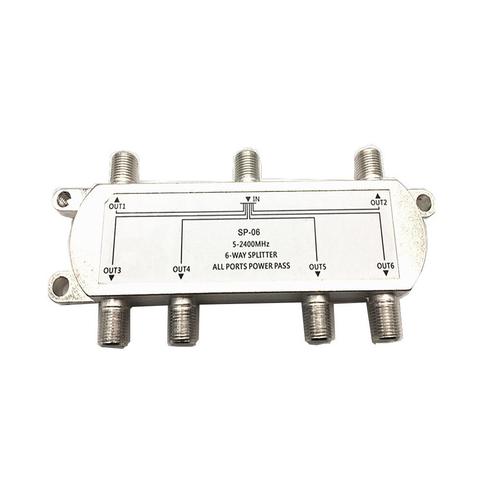 1PC 6 Way TV Splitter 5-2400 MHz Coax Cable Adapter For RG59 RG6 HDTV Satellite