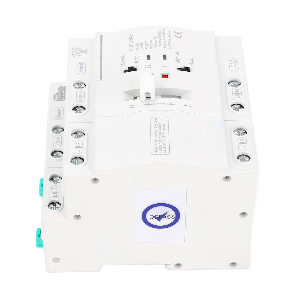 Double Power Automatic Transfer Switch 4P 63A Uninterrupted Power 35mm Din Rail Mini ATS Mains to Motor