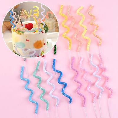 4pcs Plastic Cake Decoration Creative Cake Topper Decorations Colorful 3 Color Schemes