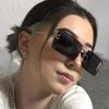 New Frameless Cut Edge Square Colored Lens Glasses Fashionable Women'S Travel Sunshade Sunglasses Uv400