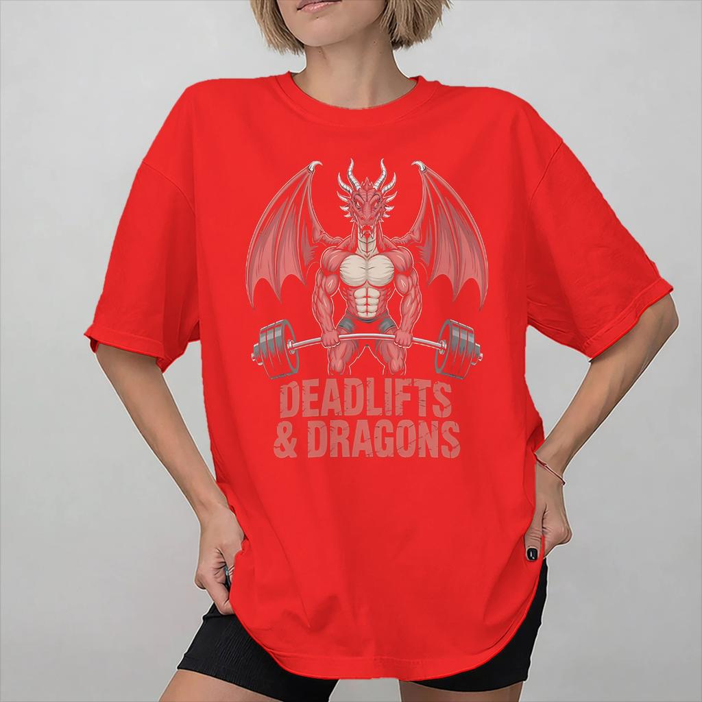 Unisex Women Print Dumbbells and Dragons Tee T Shirt 100 Cotton Tshirts Clothes
