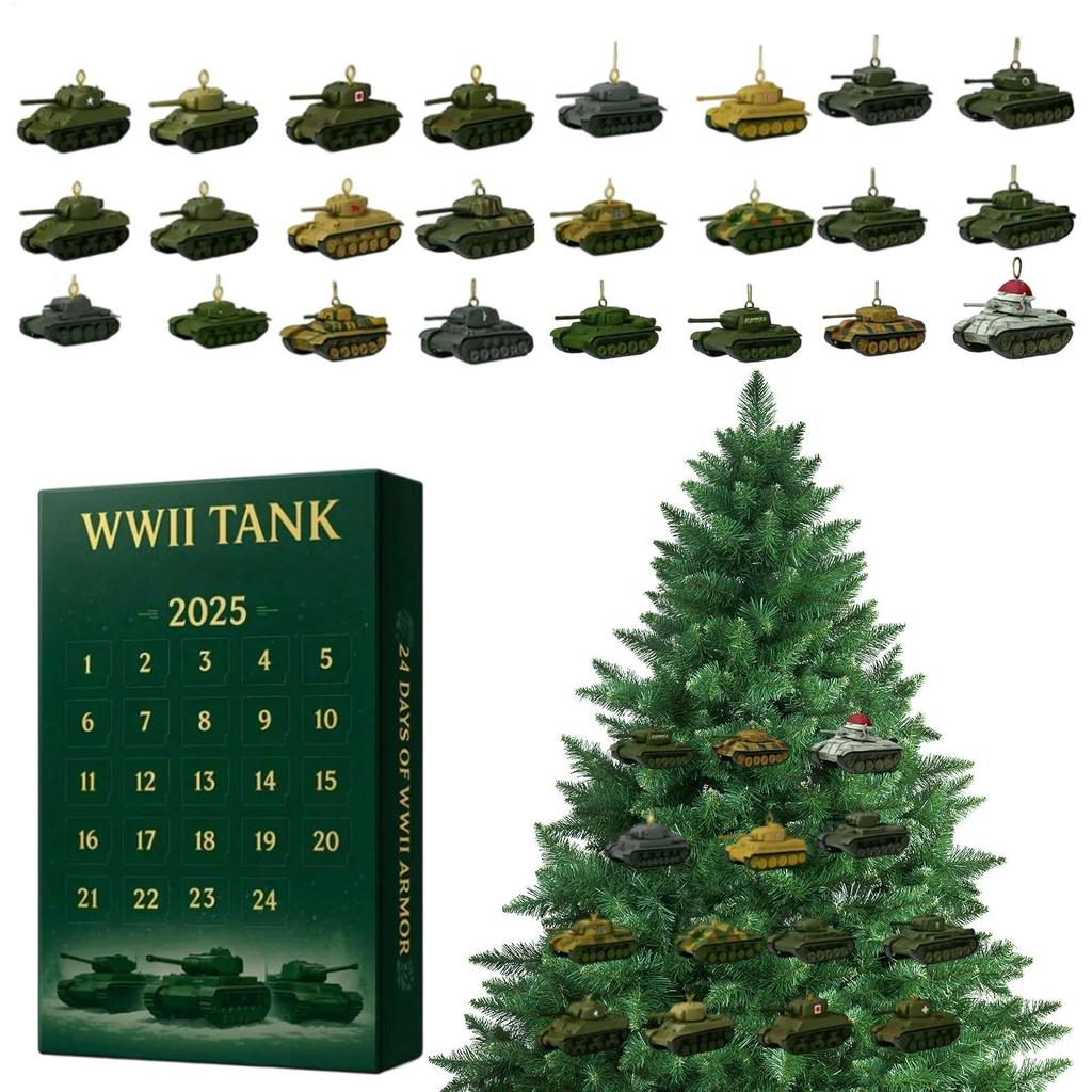 Calendar numărătoare inversă de Crăciun 24 de zile Model rezervor pom de Crăciun Cadou An Nou Xmas Calendar ornament rezervor iconic Advent