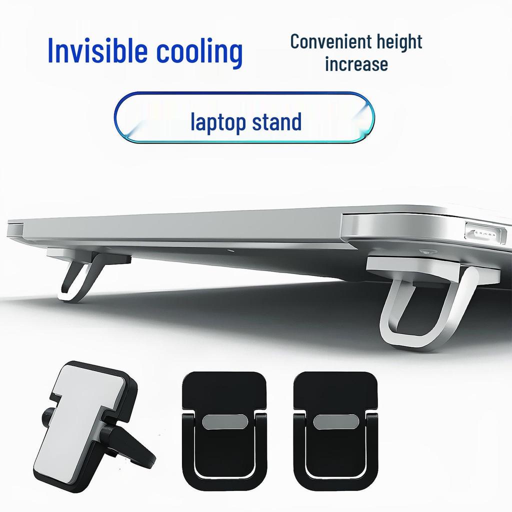 Foldable Zinc Alloy Laptop Stand with Portable Heightening, Ultra-Thin Design, and Keyboard Cooling Support