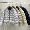 Winter new light puff round neck rib neck down jacket women's short contrasting color loose windproof warm jacket
