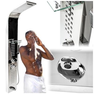 Rain Shower Panel with Hydromassage, Shelf, Column Set, Chrome