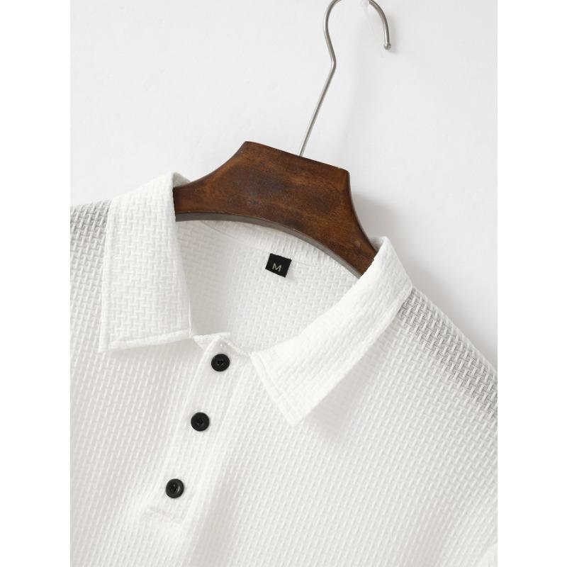 Summer Mesh Ice Silk Short Sleeved T-shirt Men's Shirt Collar Solid Color