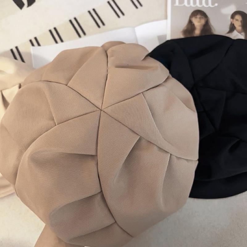 Korean Cloud Berets Fashion Pleated Octagonal Cap Vintage Solid Color Peaked Caps Spring And Autumn Beret Windproof Hat