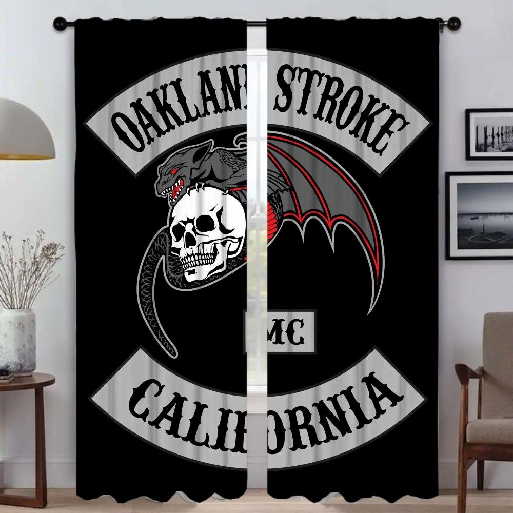 Hells Angels Gardiner för Sovrum Halloweendekoration Heminredningsgardiner för Vardagsrum Avskärmningsgardiner Mörkläggningsgardin