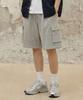 AGOD Bermuda Wide Single-Pleat Cargo Sweat Shorts [Grey]