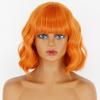 MERISIHAIR Short Wavy Wig with Bangs Synthetic Fiber Water Wave Ombre Light Blonde Wig for Women Daily Wear Cosplay