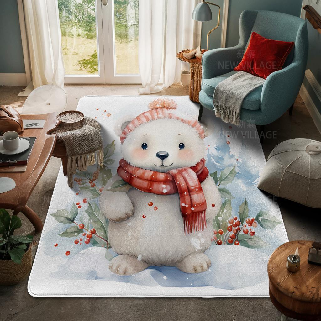 House Entrance Carpet Home Door Mat Living Room Bath Foot Bathroom Non-slip Water Absorption Rugs Bath Merry Christmas Winter
