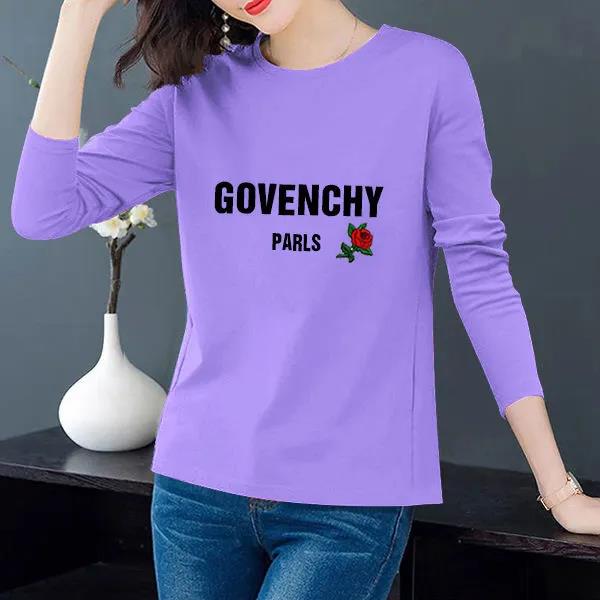 

Весенне-осенние мягкие рубашки, женские пуловеры с длинным рукавом и круглым вырезом, повседневные свободные рубашки с принтом M фиолетовый