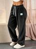 Pantaloni Larghi da Uomo in Velluto a Coste con Coulisse e Toppa Logo Laterale - Pantaloni Casual Streetwear