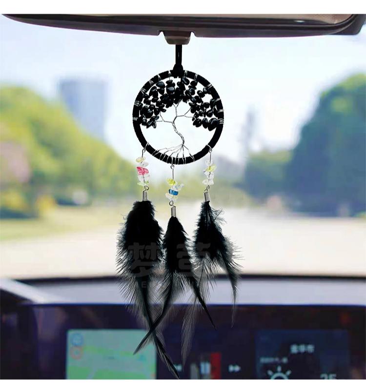 Crystal Wind Chime Dream Catcher Hand Knitting Feather Car Pendant Windbell Hanging Ornaments Window Curtain Pendant Home Decor
