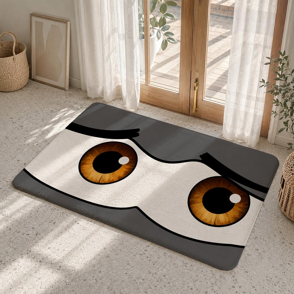 Worried Eyes Floor Mat Flannel Rug Non Slip Absorbent Soft Washable For Entryway Hallway Bathroom Kitchen Decor