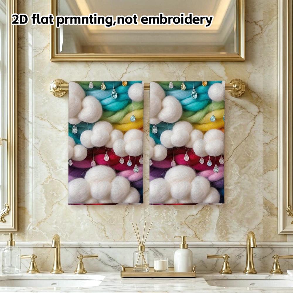 Wool Felt Cloud Raindrop Quick Dry Towel, Handmade Style Soft Bath Towel
