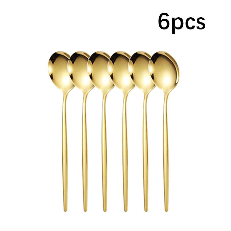 6pcs/30pcs Golden Stainless Steel Portuguese Cutlery Knife Fork Spoon Tea Spoon Chopsticks Upscale Cutlery Set