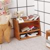 1Pcs 1: 12 Dollhouse Mini Cherry Wood Display Shelf Cabinet Miniature Storage Rack Doll House Furniture Model Toys