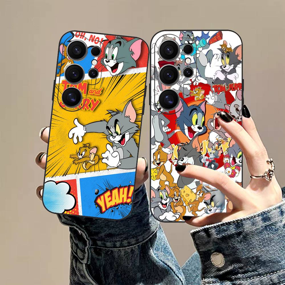 Animated T-Tom And J-Jerry Phone Case For Samsung S 20 21 22 23 Lite Plus Ultra Clear Mobile Cover Funda