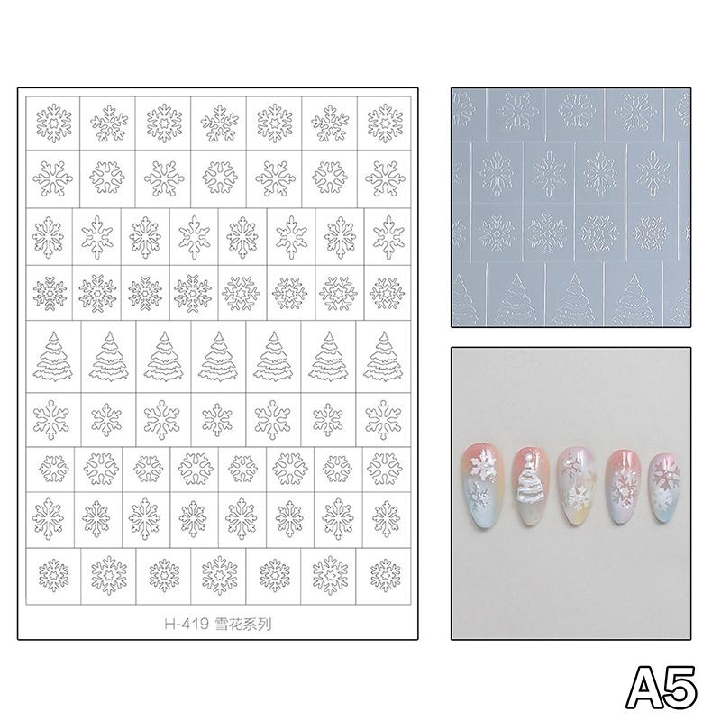 Winter Snowflake Snow Tree Airbrush Stencil for Nails Christmas Decors Hollow Nail Stickers French Manicure Tips