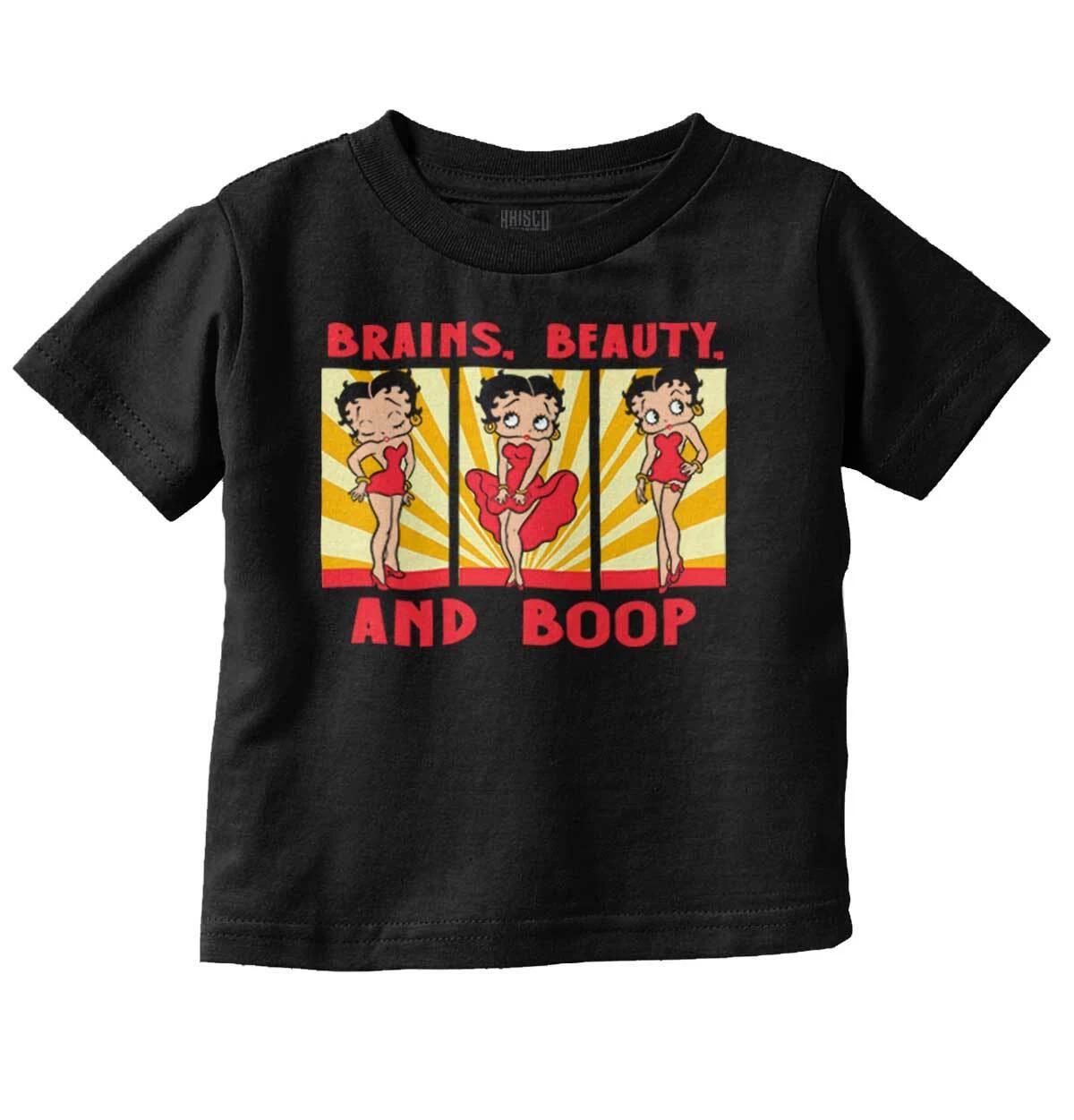 Betty Boop Brains and Beauty Retro Cartoon Toddler Girl Youth T Shirt For Kids S