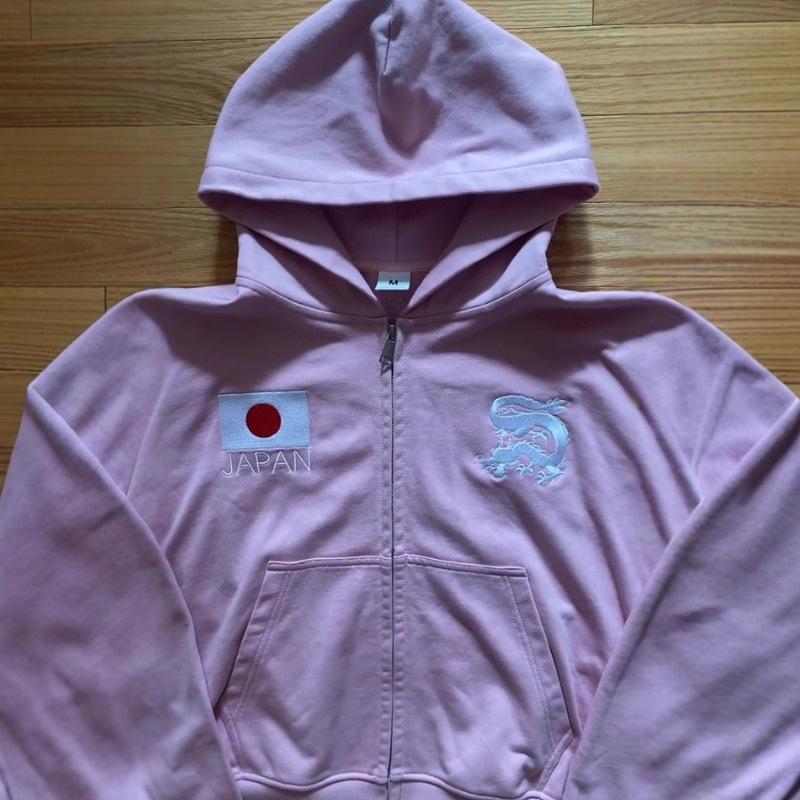 Hanorac de stradă retro cu mâneci lungi, brodat personalizat y2k european și american