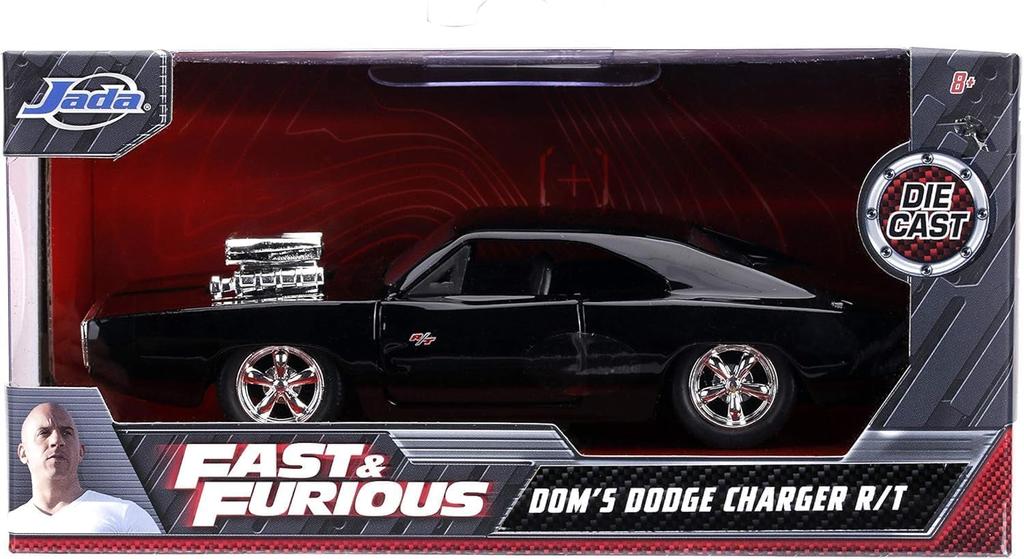 JADA Scale Fast Furious Dodge Charger 1970 Black Charger Diecast Car 1/32 & F&F [Used]