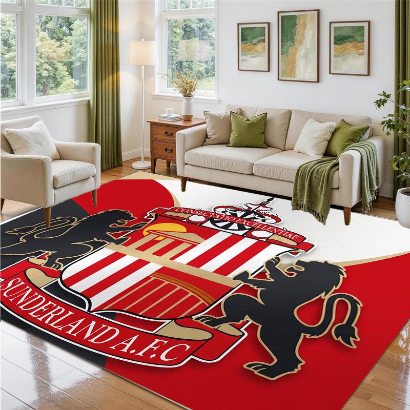 Sunderland Football Design Crystal Velvet Rug Soft Decorative Mat for Bedroom Entrance