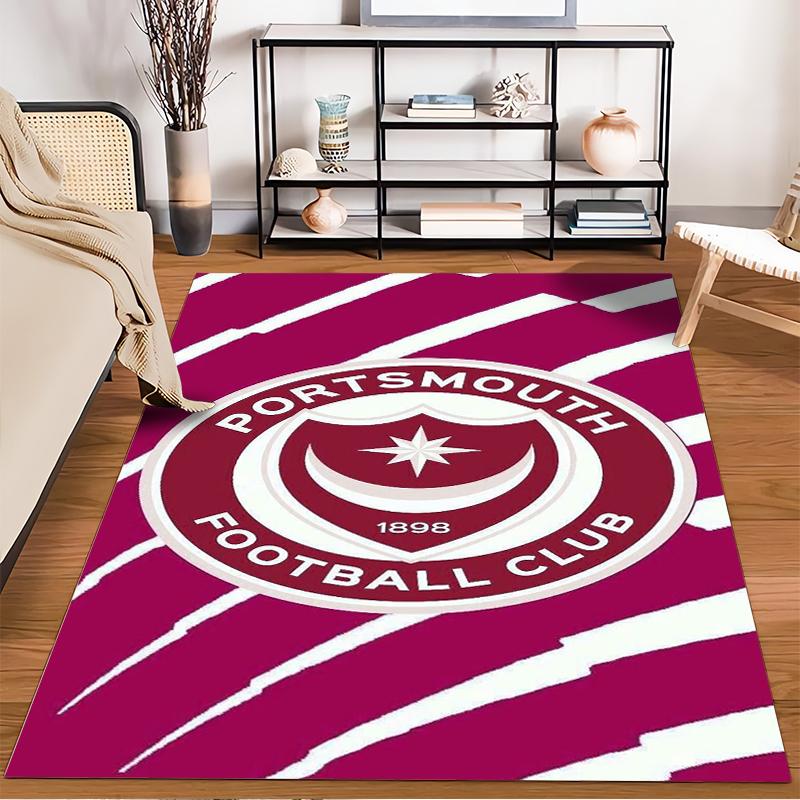 Portsmouth FC Logo Teppich Design Rutschfester Teppich geeignet für Wohnzimmer- und Schlafzimmer-Sofas.