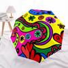 1pc Colorful Abstract Pattern Automatic Folding Umbrella - 8-Rib Iron Frame, Windproof, Portable Sunshade with Plastic Handle for Travel & O