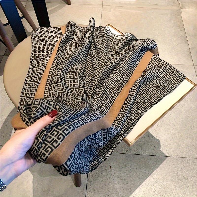 Large Size Geometric Pattern Scarf Stylish Versatile Soft Comfotable Shawl Autumn Winter Breathable Coldproof Neck Scarf