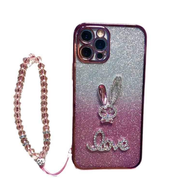 Glitter electroplated anti-fall mobile phone case for Transsion InfinixTECNO P40 and NOTE30VIP. Featuring a cute rabbit girl design.