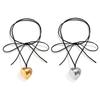 Cool Wax Rope Chain Necklace for Women Girls Heart Shape Pendant Necklace Adjustable Rope Chain Choker Jewelry Gift