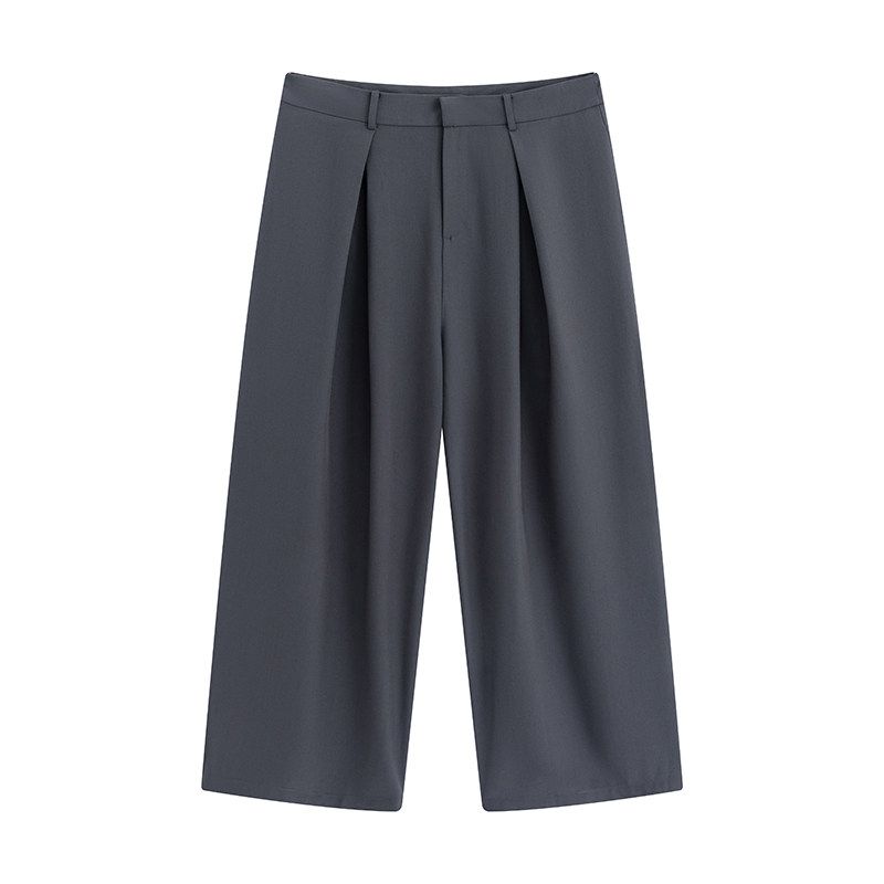 

Julu Studio Effortless and Comfortable Chubby Slimming High Waist Drape Mopping Pants Plus size Casual Pants Gray S