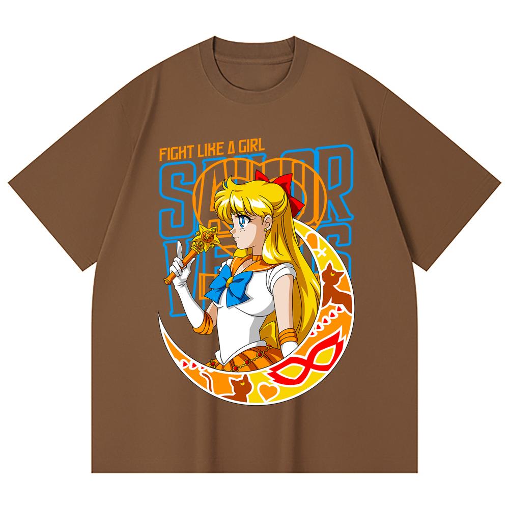 230 Gsm 100% Cotton Sailor Moon V5 Venus Print Unisex Heavy Cotton T Shirt