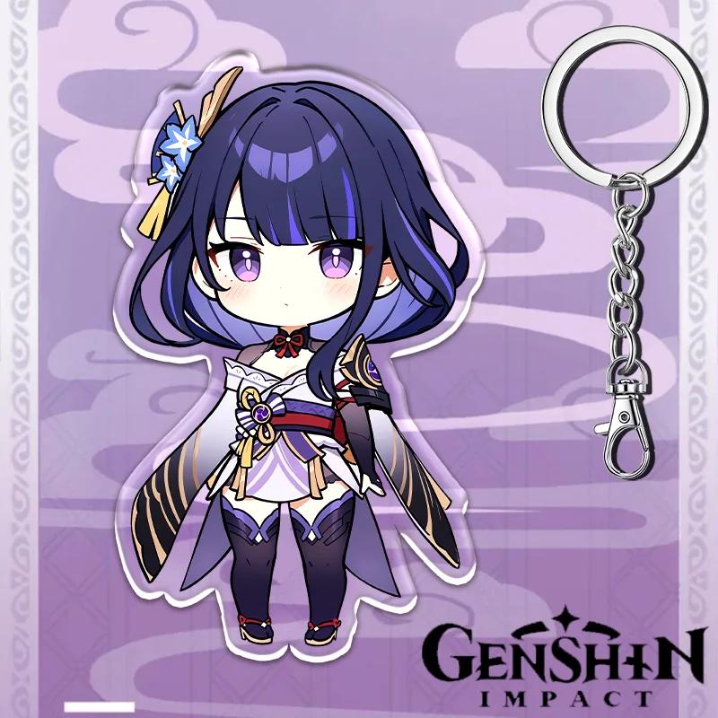 Portachiavi Acrilico Genshin Impact da 12cm Accessori Zaino Studente Hu Tao Yoimiya Zhongli Raiden Shogun Accessori Regali per Feste