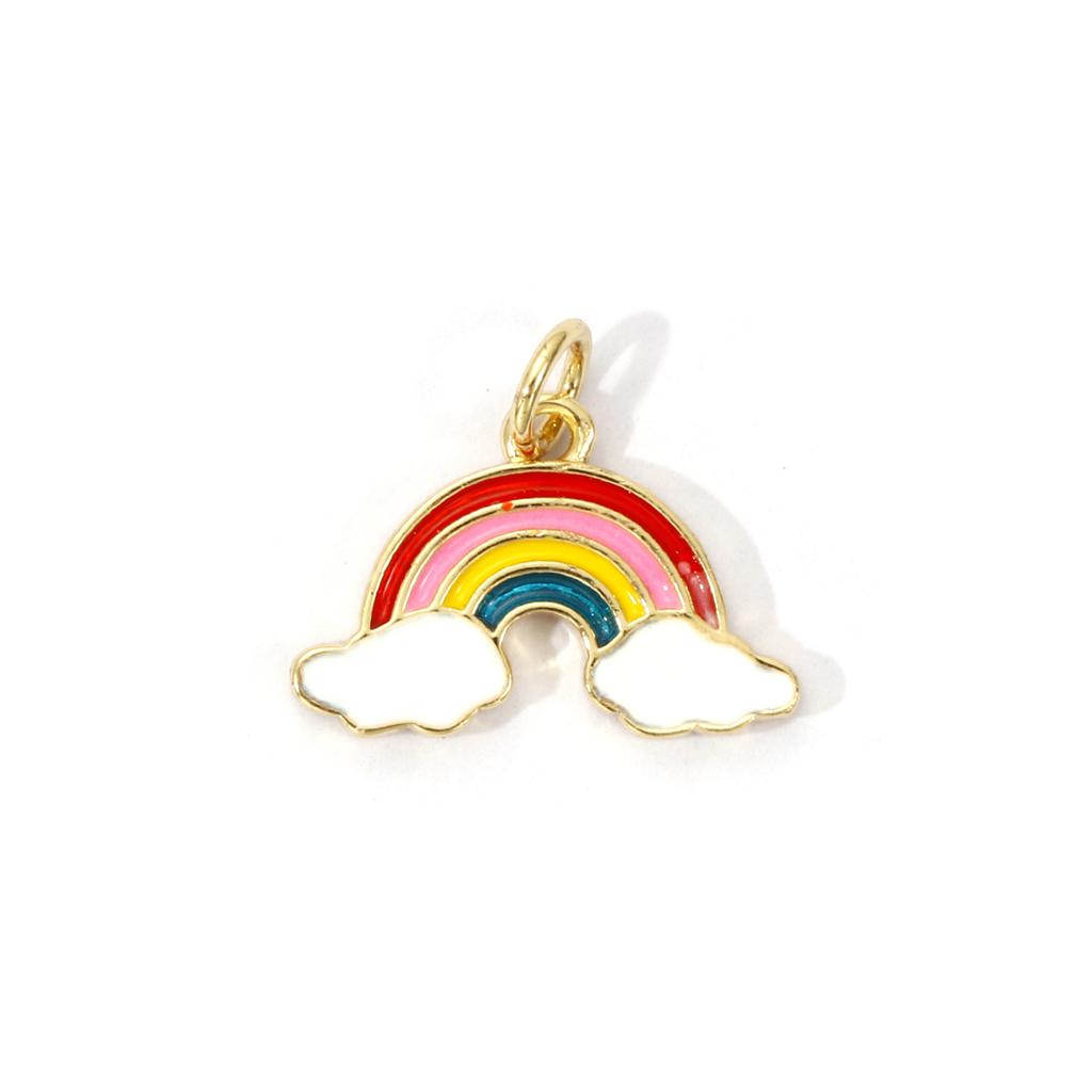 2 PCs Brass Charms 18K Gold Plated Colorful Enamel Cloud Meteor Lightning Weather Pendant For DIY Necklace Jewelry Making