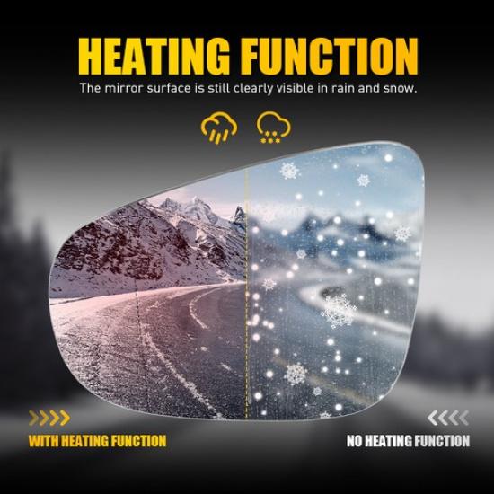 Heated Mirror Glass LH Driver W/ Backing For 2010-13 2014 Volkswagen Golf GTI EA