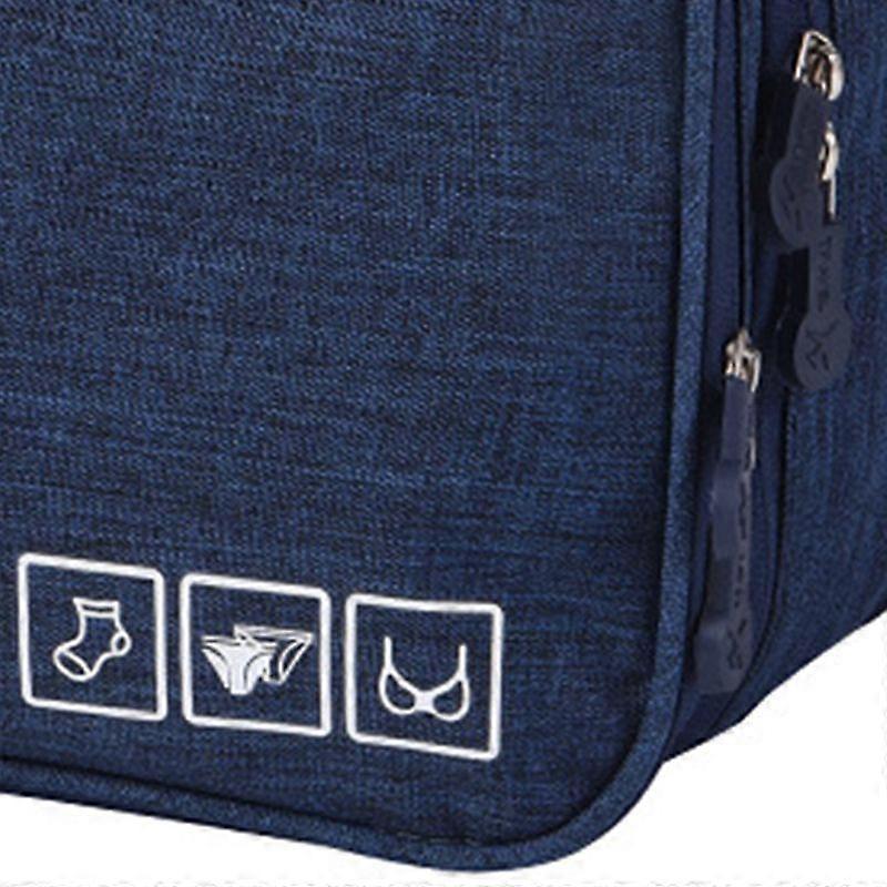 Travel Underwear Organizer Positive Ion Oxford Fabric Large Capacity Travel Bra Organizer for Underwear Women Travel Dark Blue