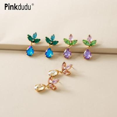 Vintage Glass Geometric Block Zircon Earrings Water DropTrendy Drop Earrings Women PD2364