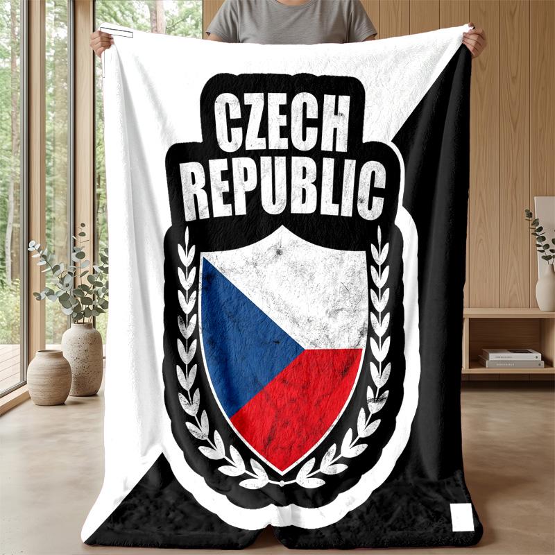 Czech Republi Football Printed Flannel Blanket Skin Friendly Warm Decorative Throw for Indoor Couch Bed Daily Use