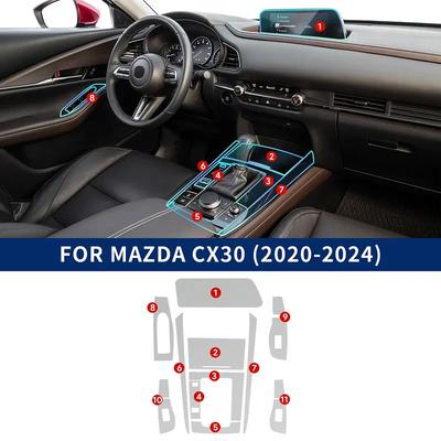 For Mazda CX30 -2024 Car Center Console Gear Panel Navigation Screen TPU Interior Protective Film Anti-Scratch Repair LHD
