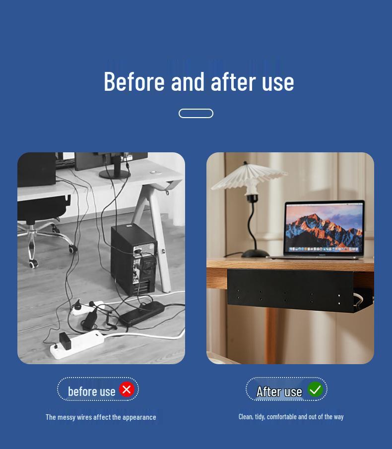 Punch-Free Under-Desk Cable Management Rack: Wire Fixing Storage Organizer
