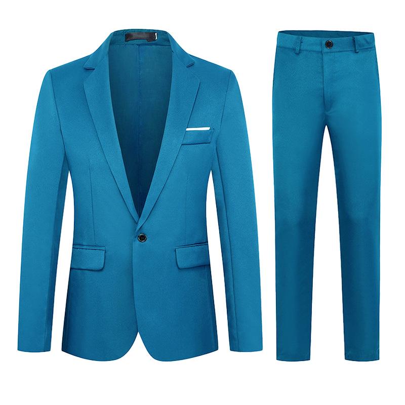 Men's Slim Fit One-Button Business Suit Set with Trousers and Notch Lapel