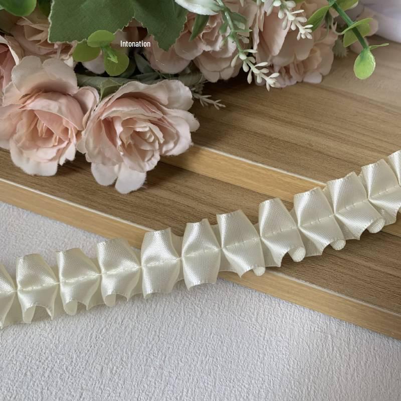 2.5cm Colorful Polyester Pleated Lace I-beam Badge Holder & DIY Card Holder Accessory